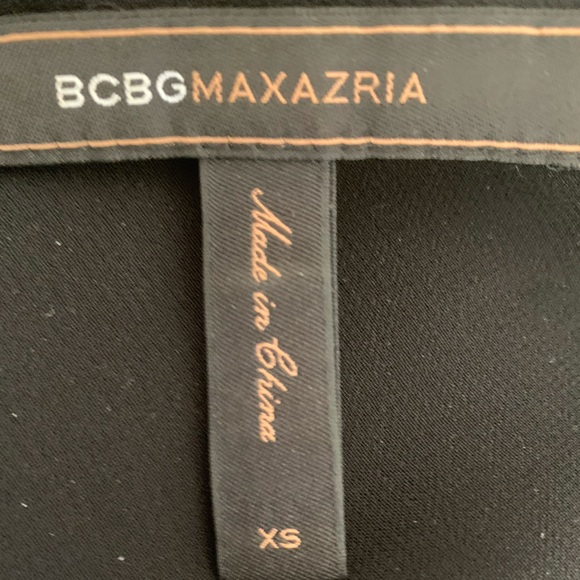 SZ XS BCBG Max AzriaShort Sleeve Black Gold Sequined Mini Dress - Picture 3 of 5